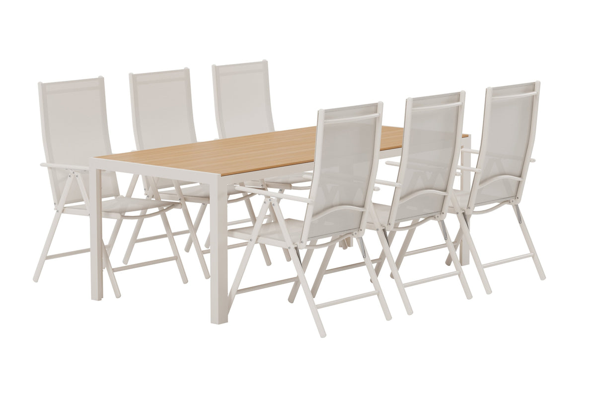 Break matgrupp med bord och 6 stolar beige