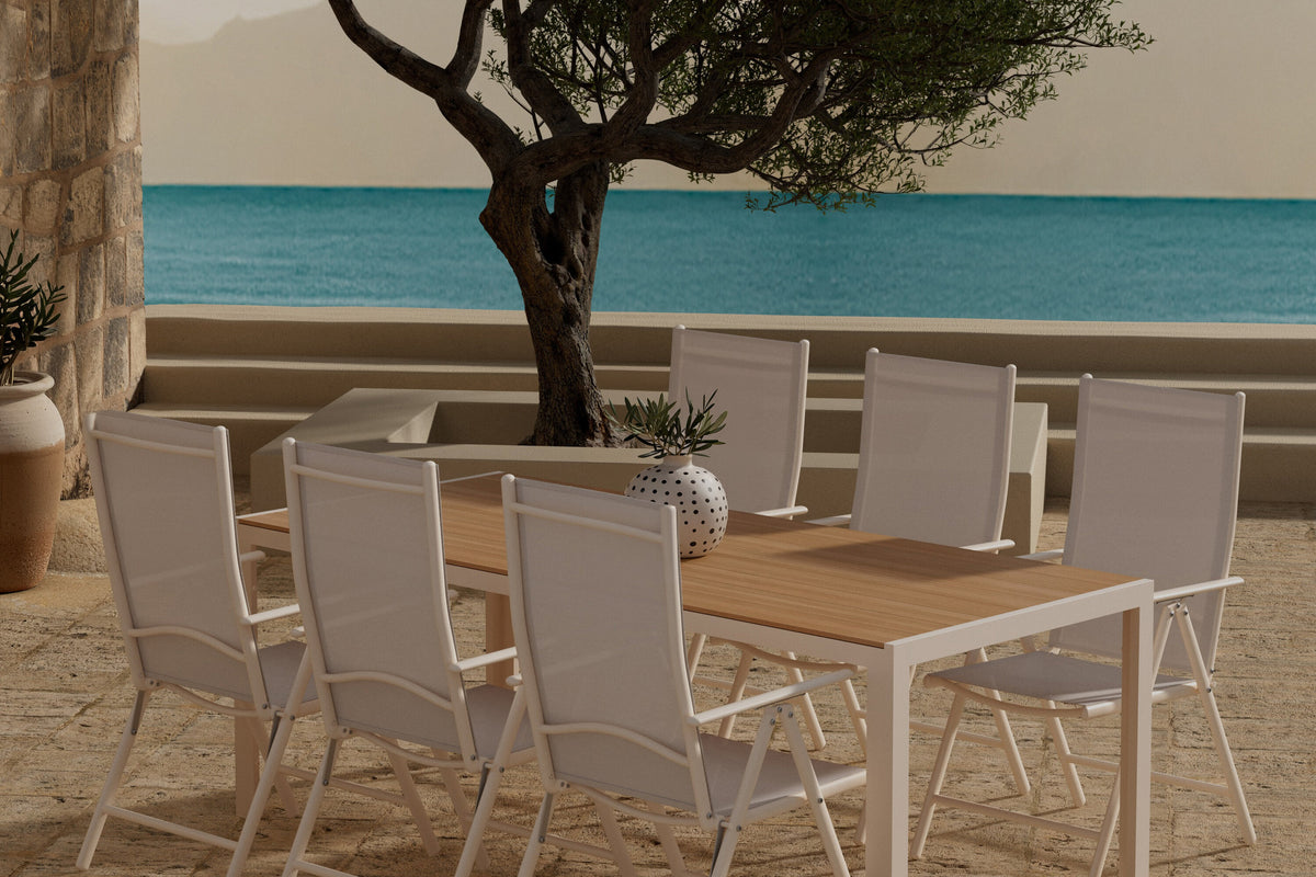 Break matgrupp med bord och 6 stolar beige
