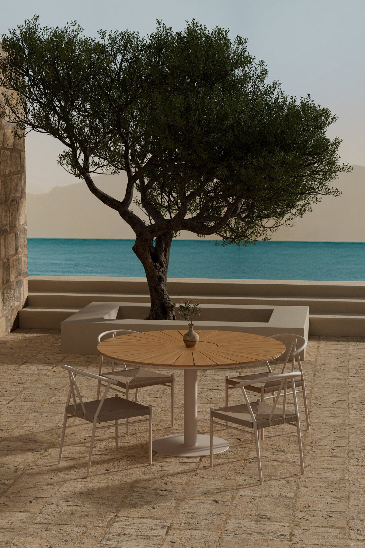 Croft matgrupp med bord och 4 Alfons-stolar, beige