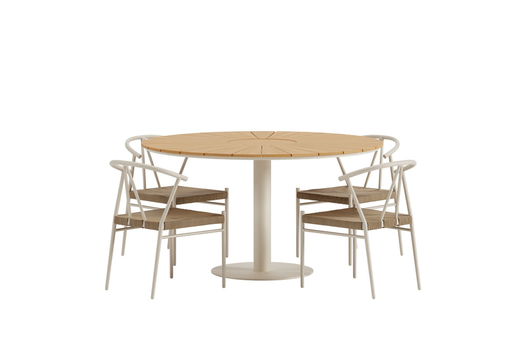 Croft matgrupp med bord och 4 Alfons-stolar, beige