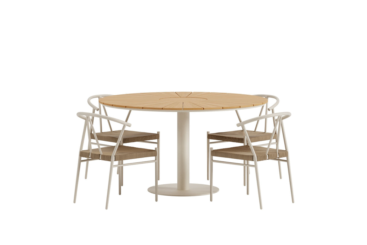 Croft matgrupp med bord och 4 Alfons-stolar, beige