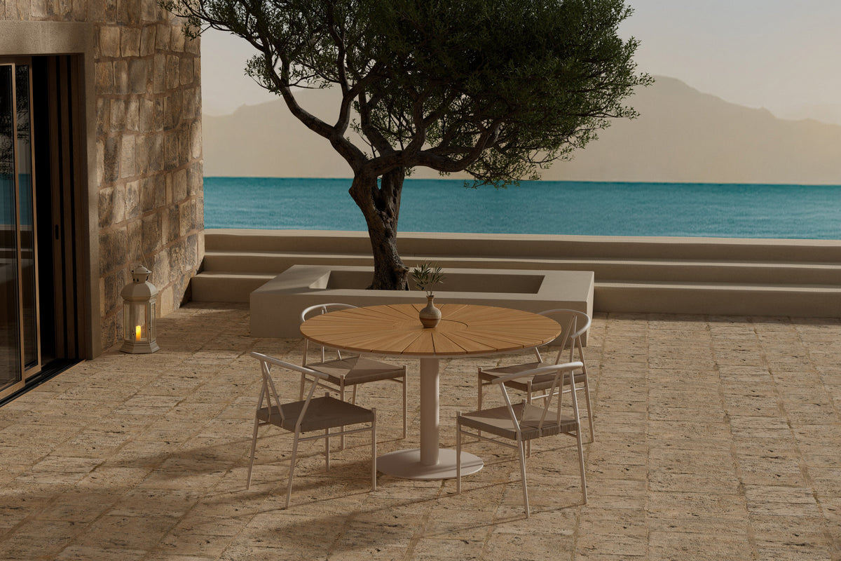 Croft matgrupp med bord och 4 Alfons-stolar, beige