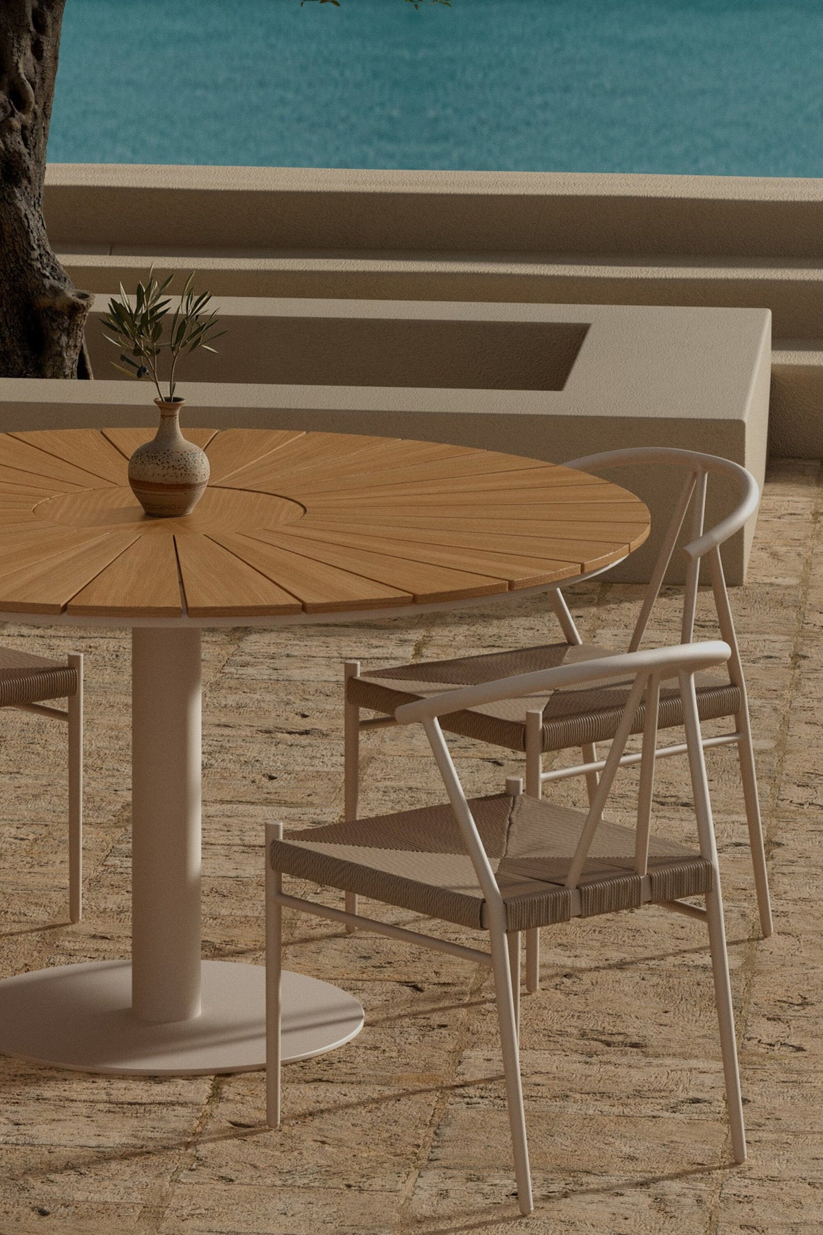 Croft matgrupp med bord och 4 Alfons-stolar, beige
