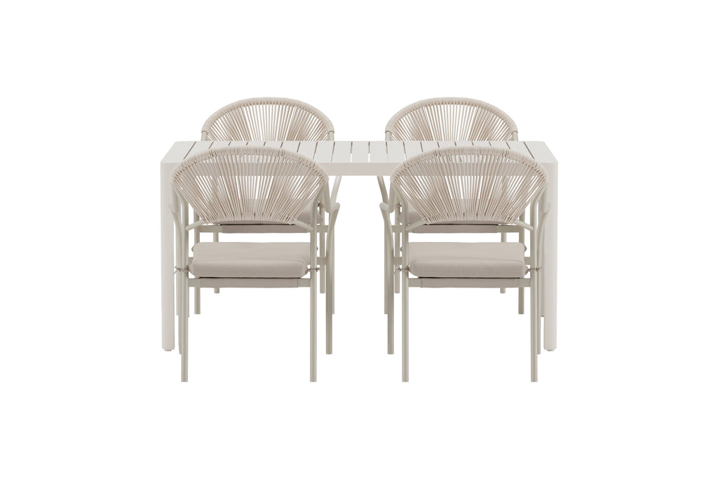Giardini matgrupp med 4 Paros-stolar beige