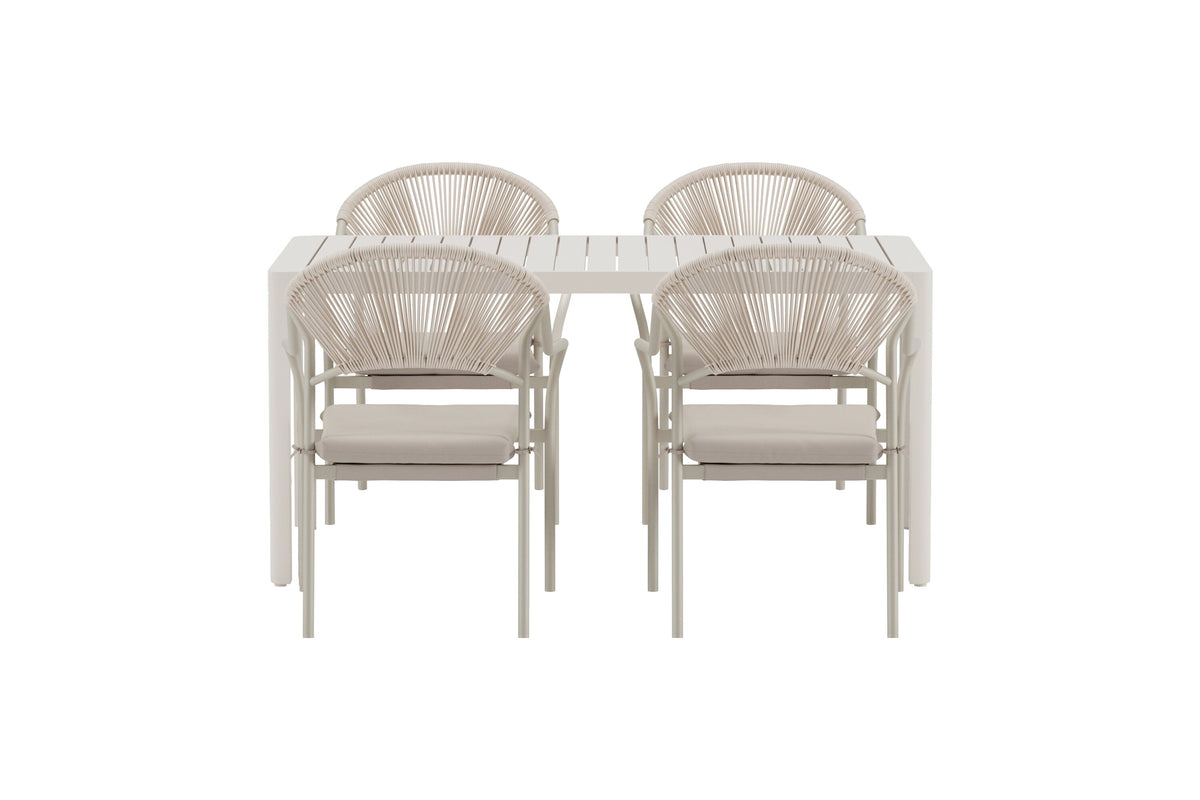 Giardini matgrupp med 4 Paros-stolar beige