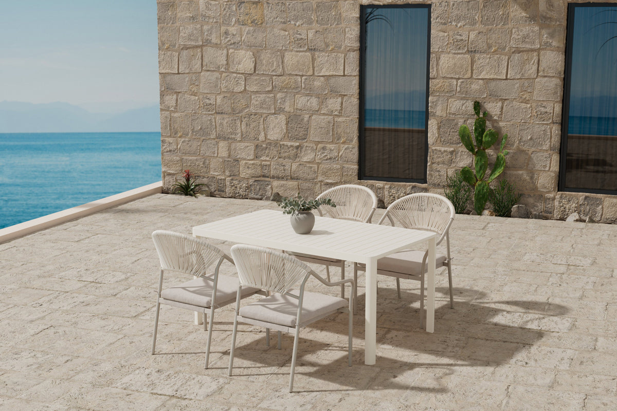 Giardini matgrupp med 4 Paros-stolar beige