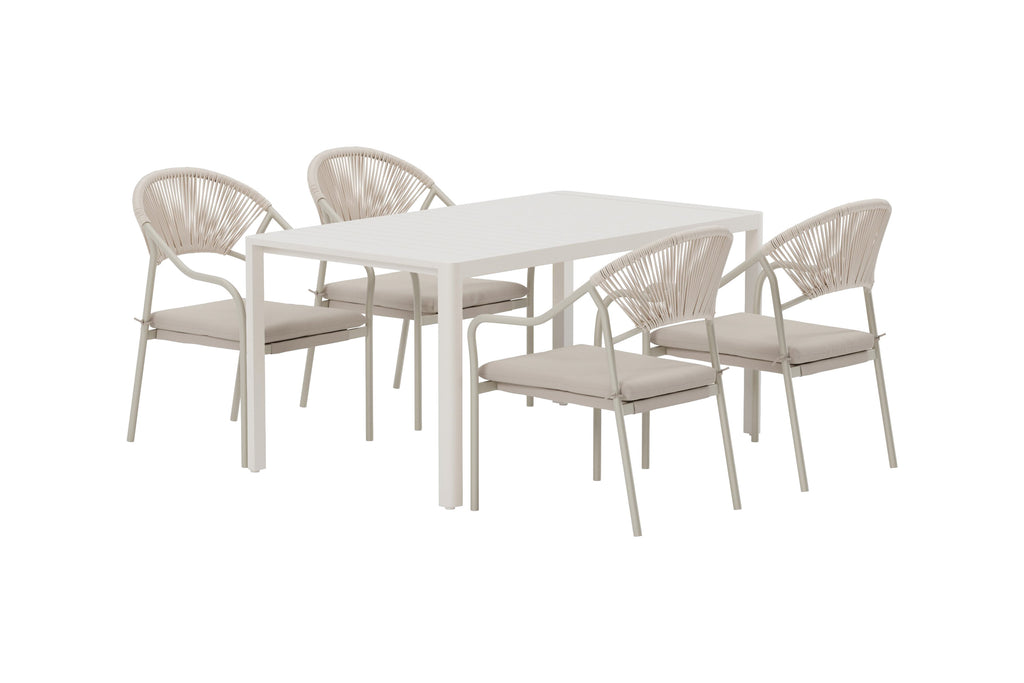 Giardini matgrupp med 4 Paros-stolar beige