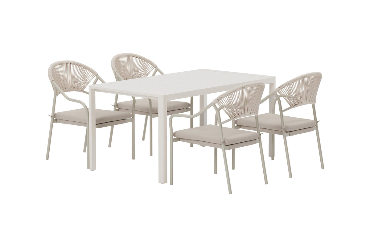 Giardini matgrupp med 4 Paros-stolar beige