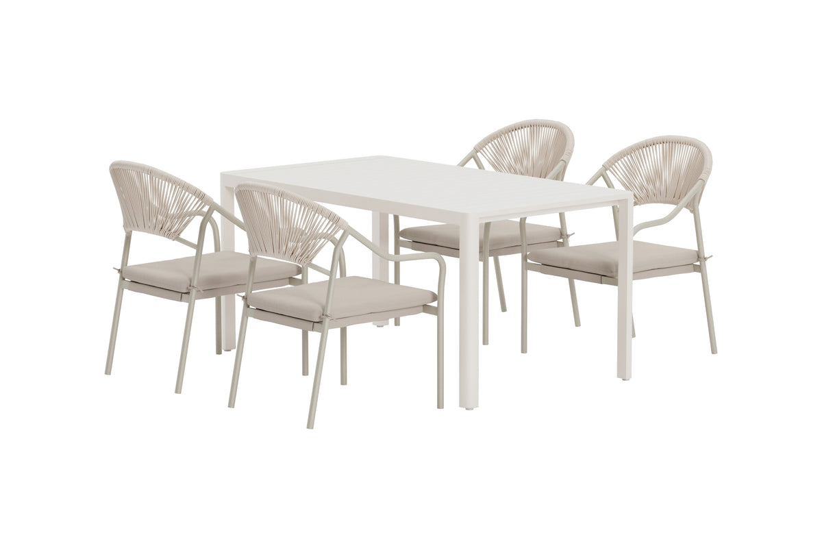 Giardini matgrupp med 4 Paros-stolar beige