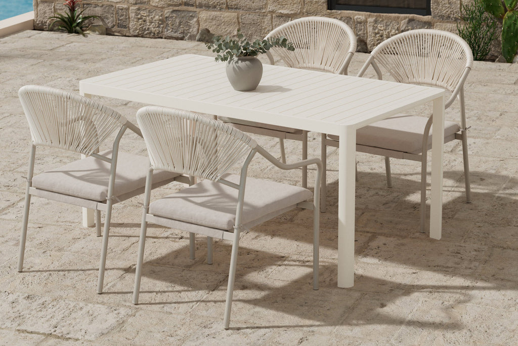 Giardini matgrupp med 4 Paros-stolar beige