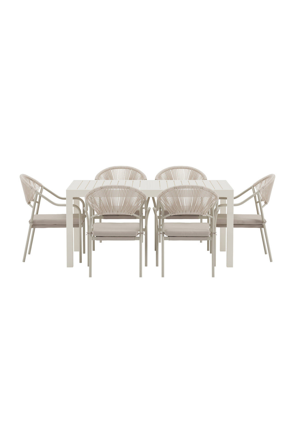 Capo matgrupp med 6 Paros-stolar beige