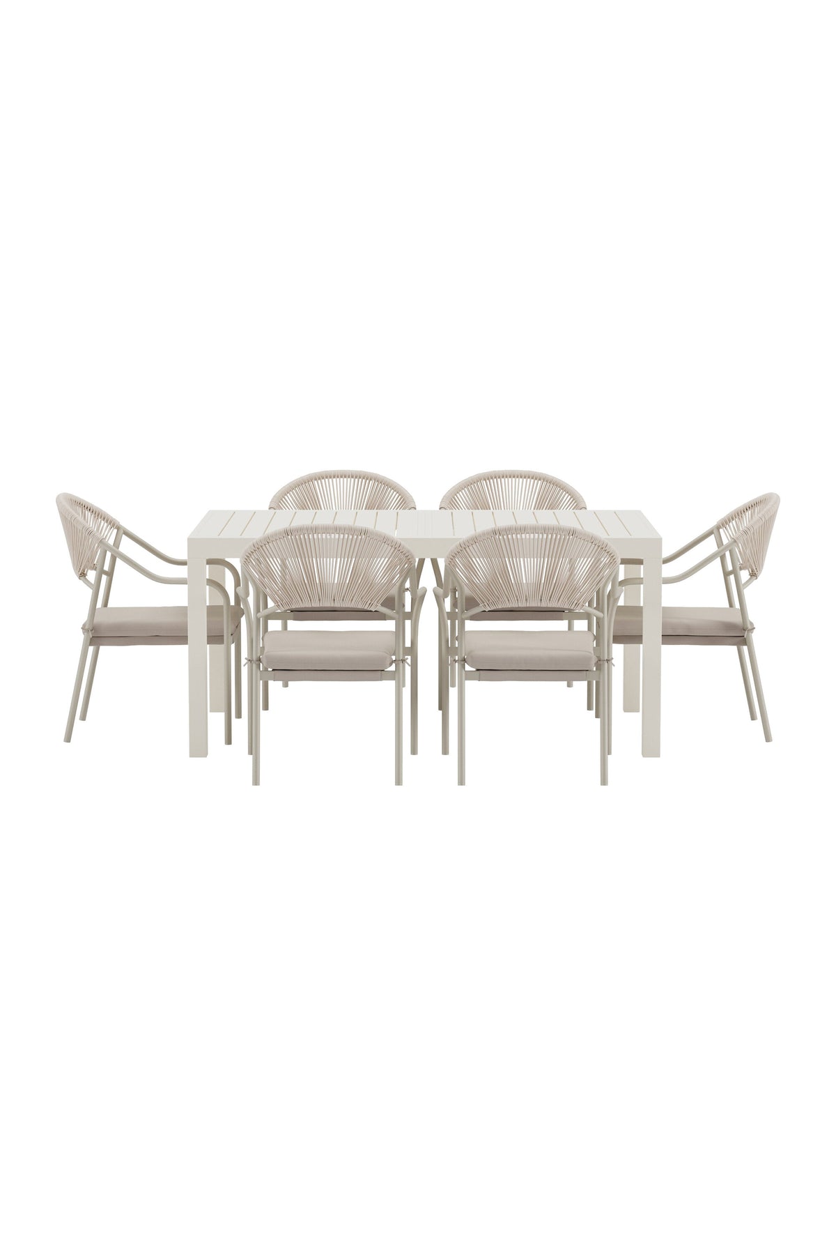 Capo matgrupp med 6 Paros-stolar beige