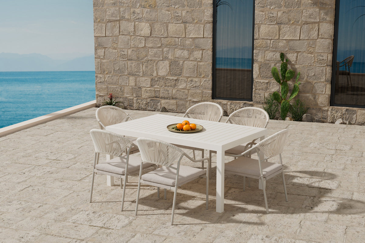 Capo matgrupp med 6 Paros-stolar beige