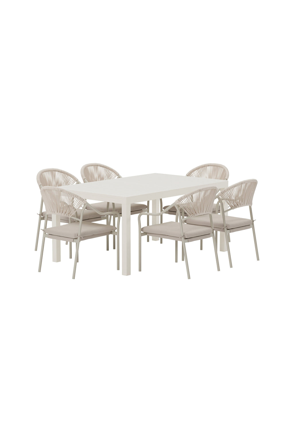 Capo matgrupp med 6 Paros-stolar beige