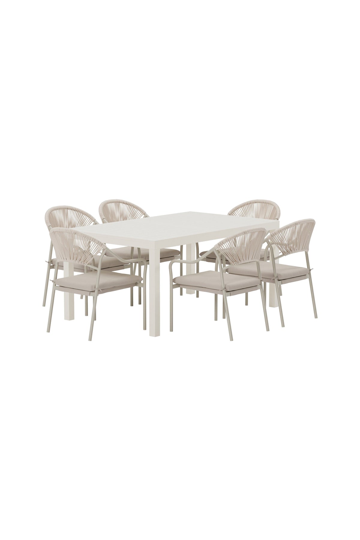 Capo matgrupp med 6 Paros-stolar beige