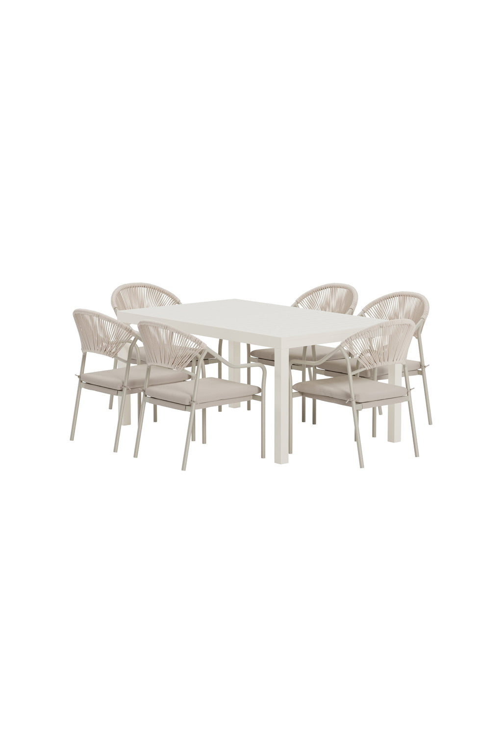 Capo matgrupp med 6 Paros-stolar beige