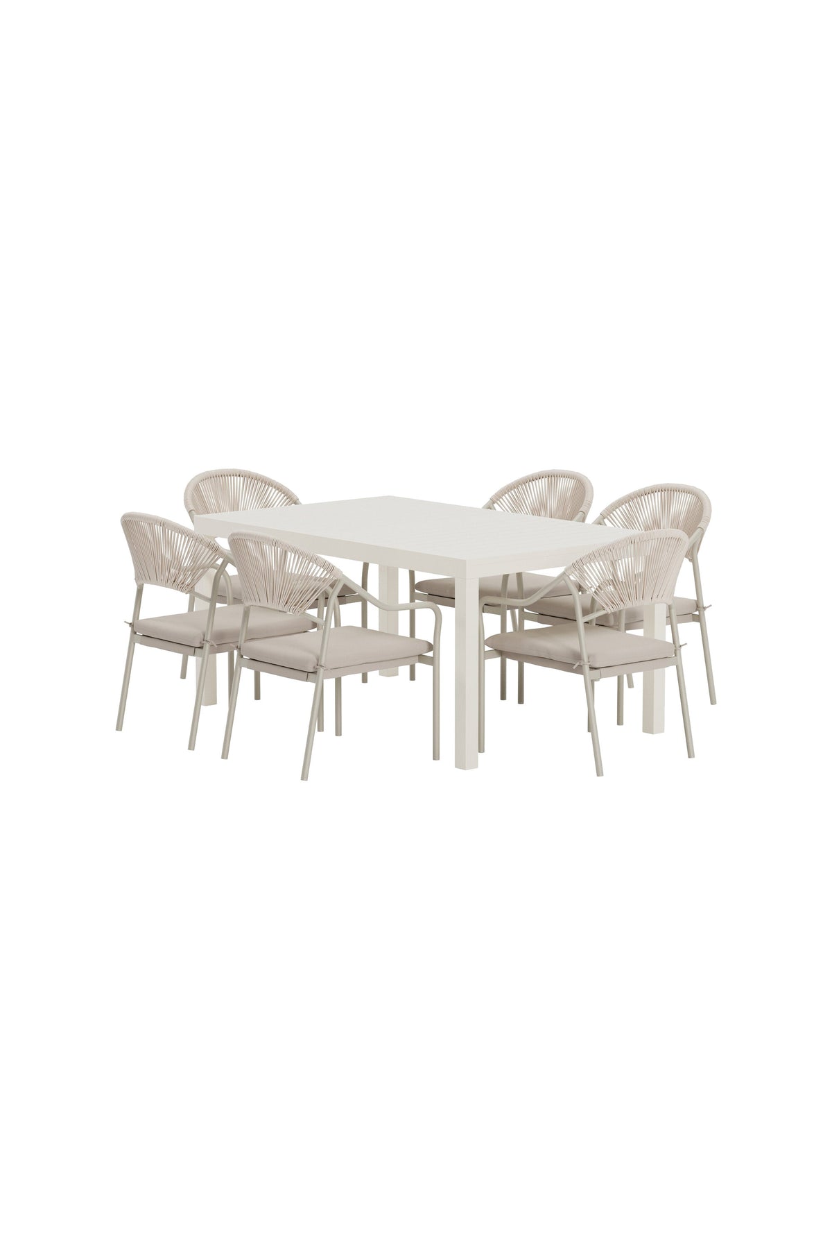 Capo matgrupp med 6 Paros-stolar beige