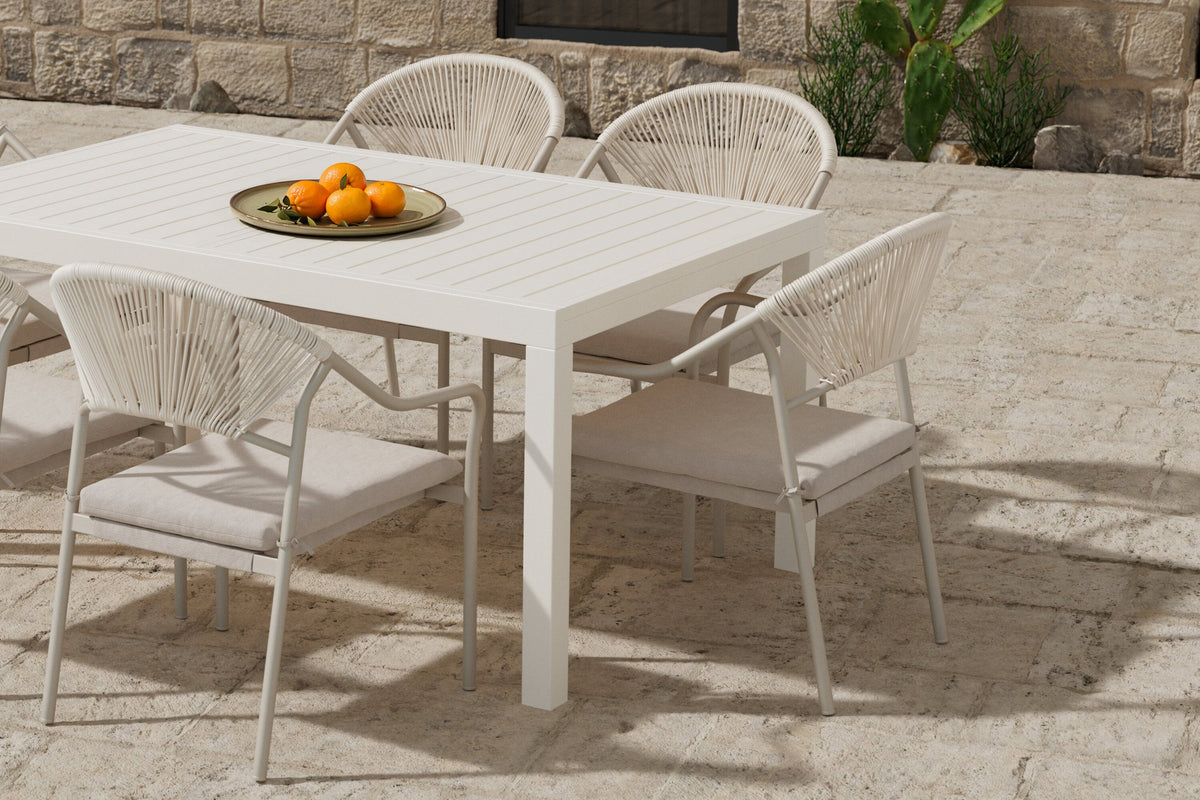Capo matgrupp med 6 Paros-stolar beige