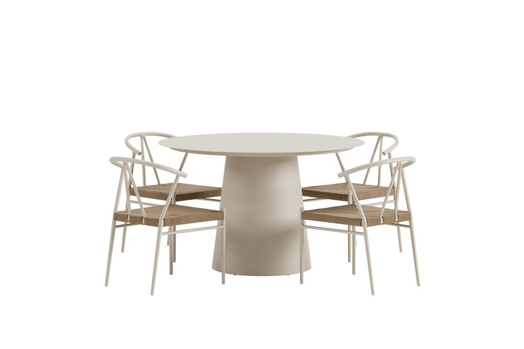 Lanzo matgrupp med 4 Alfons-stolar beige