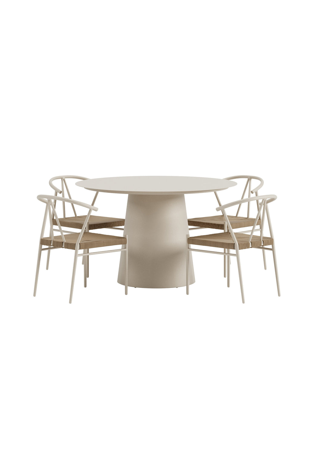 Lanzo matgrupp med 4 Alfons-stolar beige