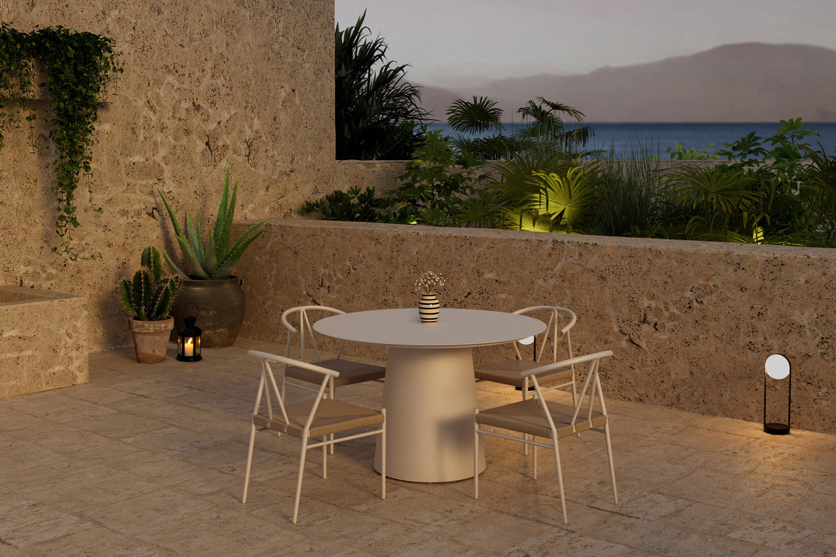 Lanzo matgrupp med 4 Alfons-stolar beige