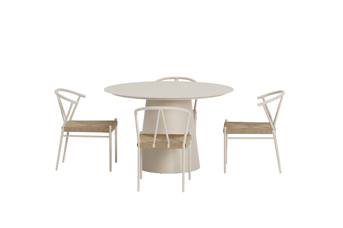 Lanzo matgrupp med 4 Alfons-stolar beige