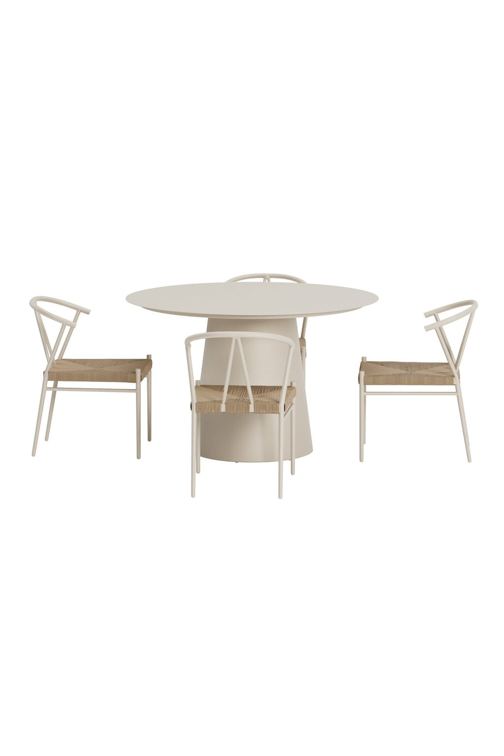 Lanzo matgrupp med 4 Alfons-stolar beige