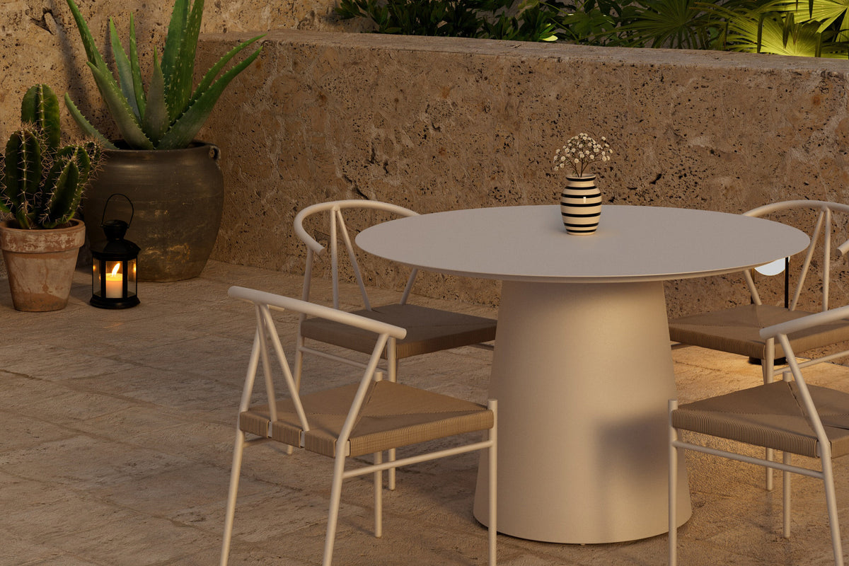 Lanzo matgrupp med 4 Alfons-stolar beige