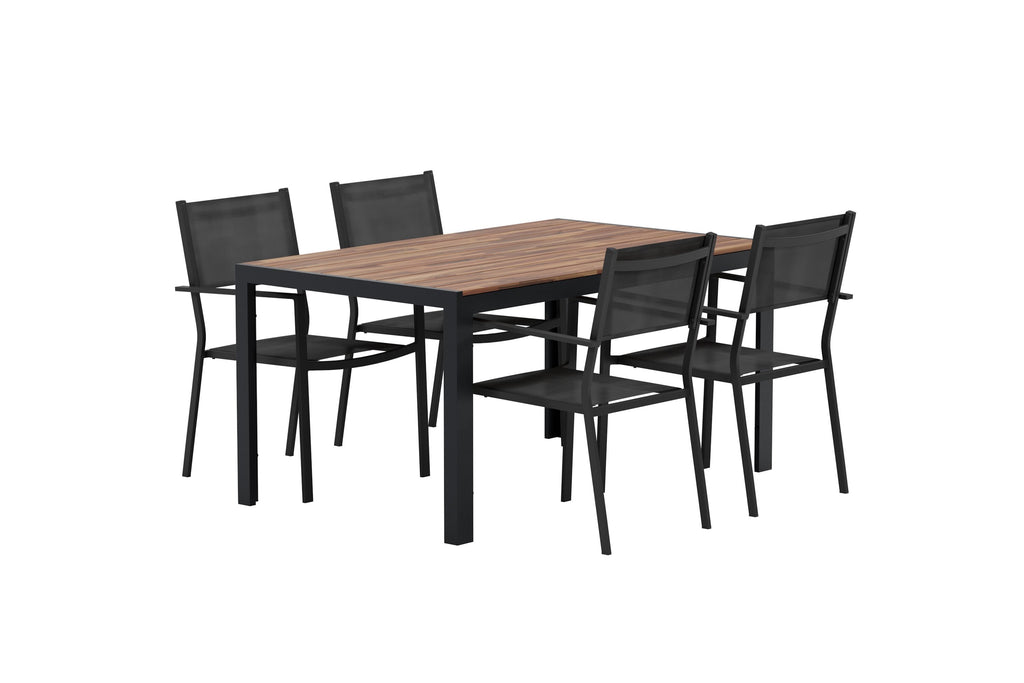 Break matgrupp med svart bord och 4 svarta Copacabana stolar