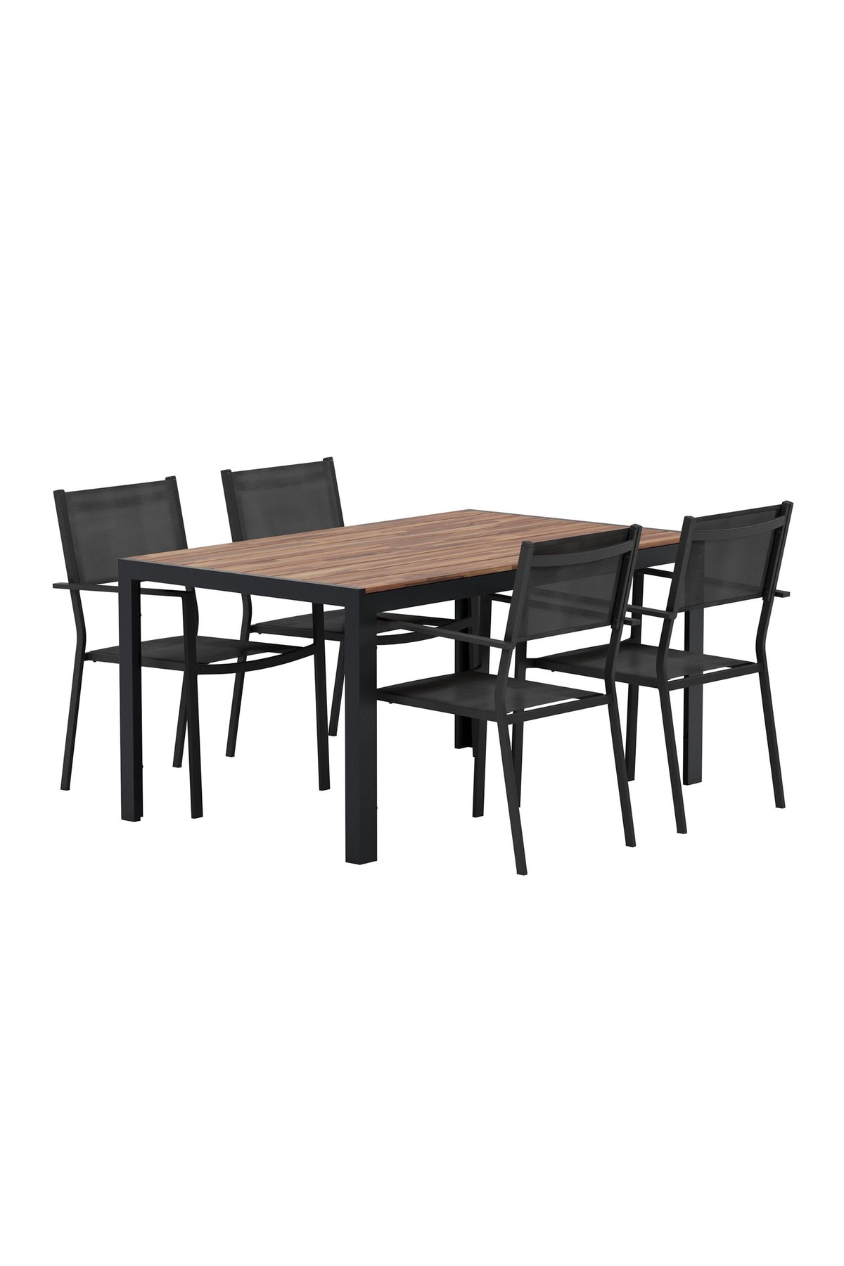 Break matgrupp med svart bord och 4 svarta Copacabana stolar
