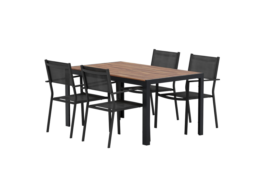 Break matgrupp med svart bord och 4 svarta Copacabana stolar