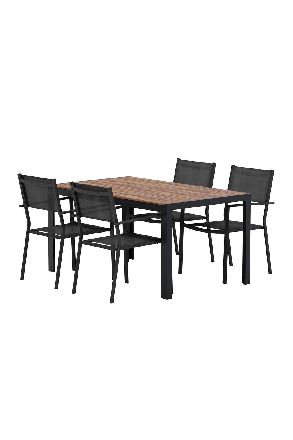 Break matgrupp med svart bord och 4 svarta Copacabana stolar