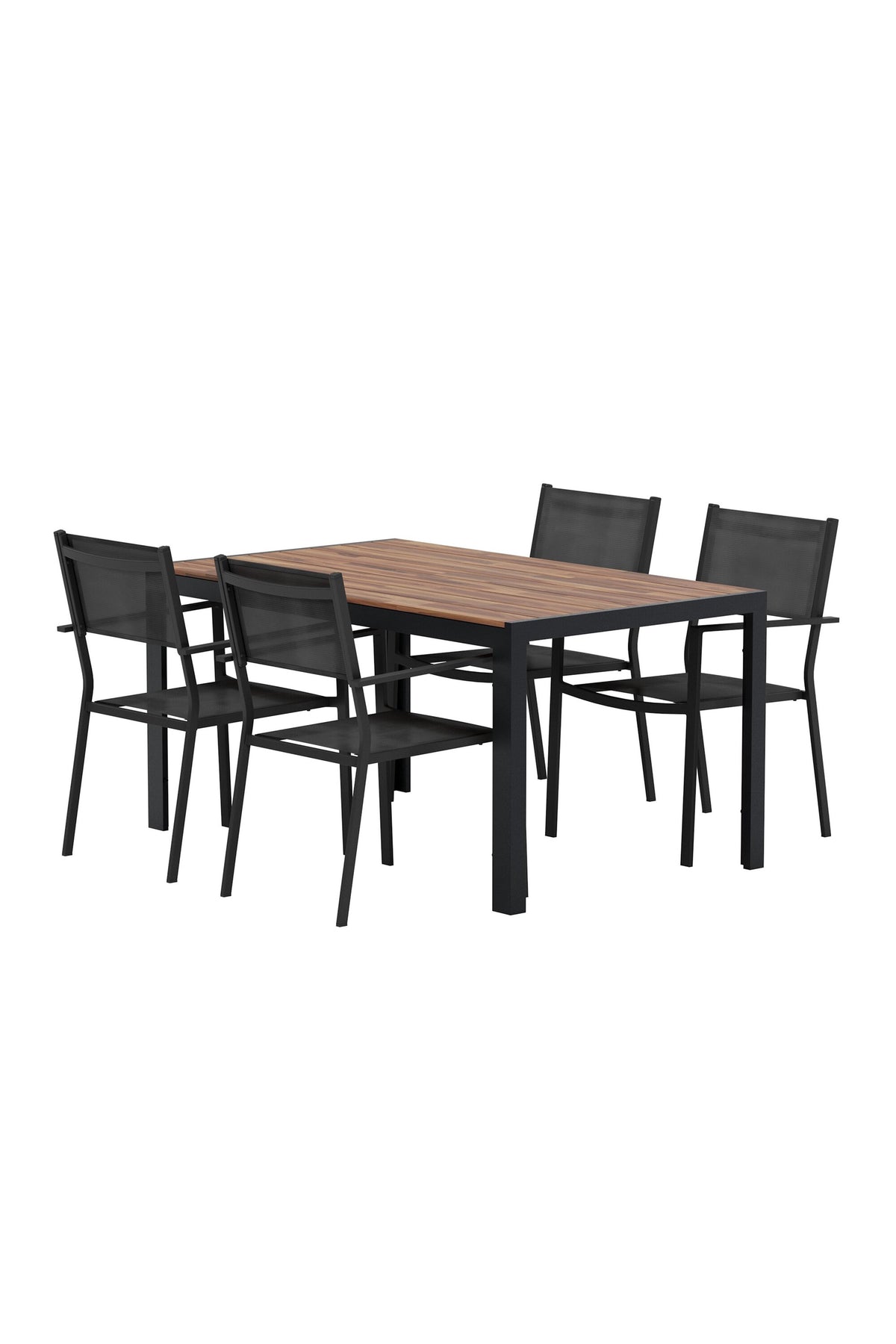 Break matgrupp med svart bord och 4 svarta Copacabana stolar