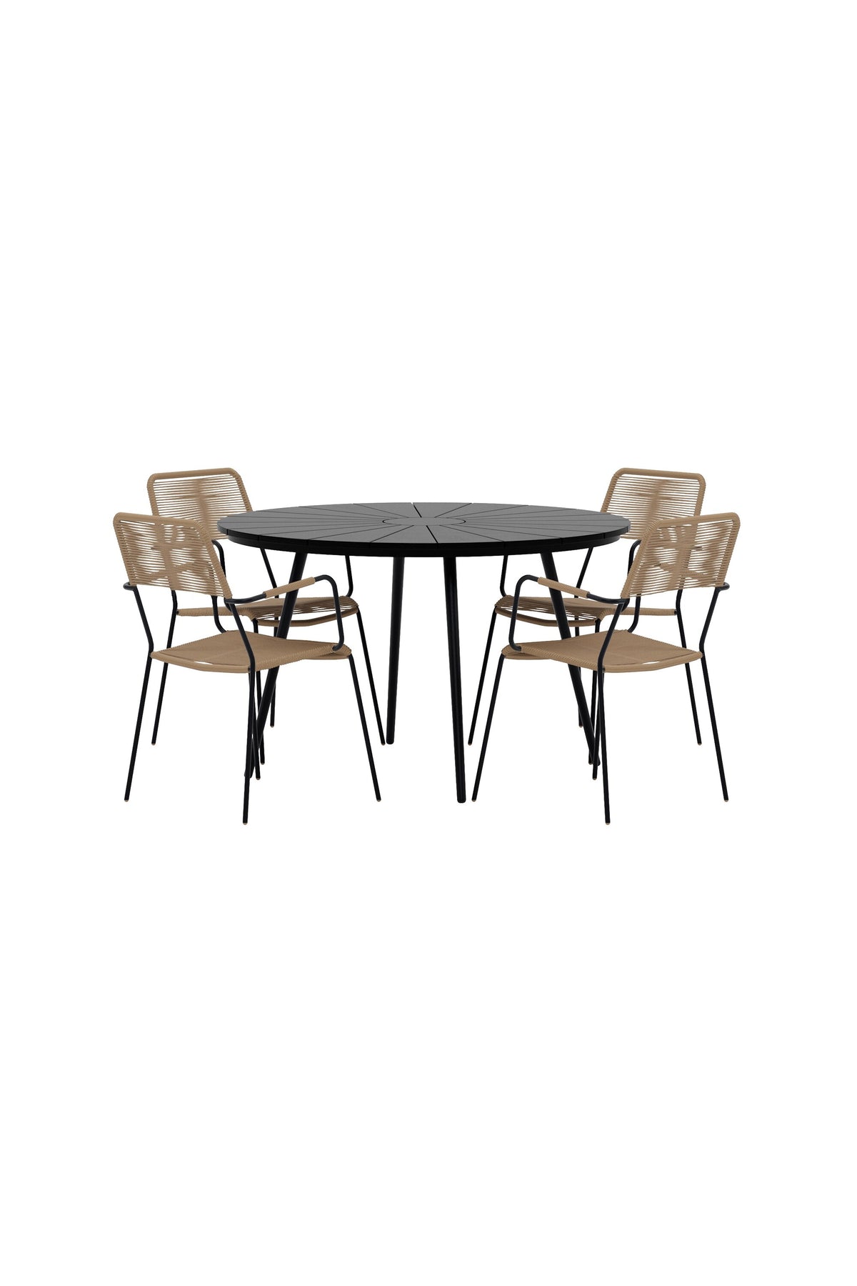 San Vito matgrupp med 4 Lindos-stolar svart/lattebeige