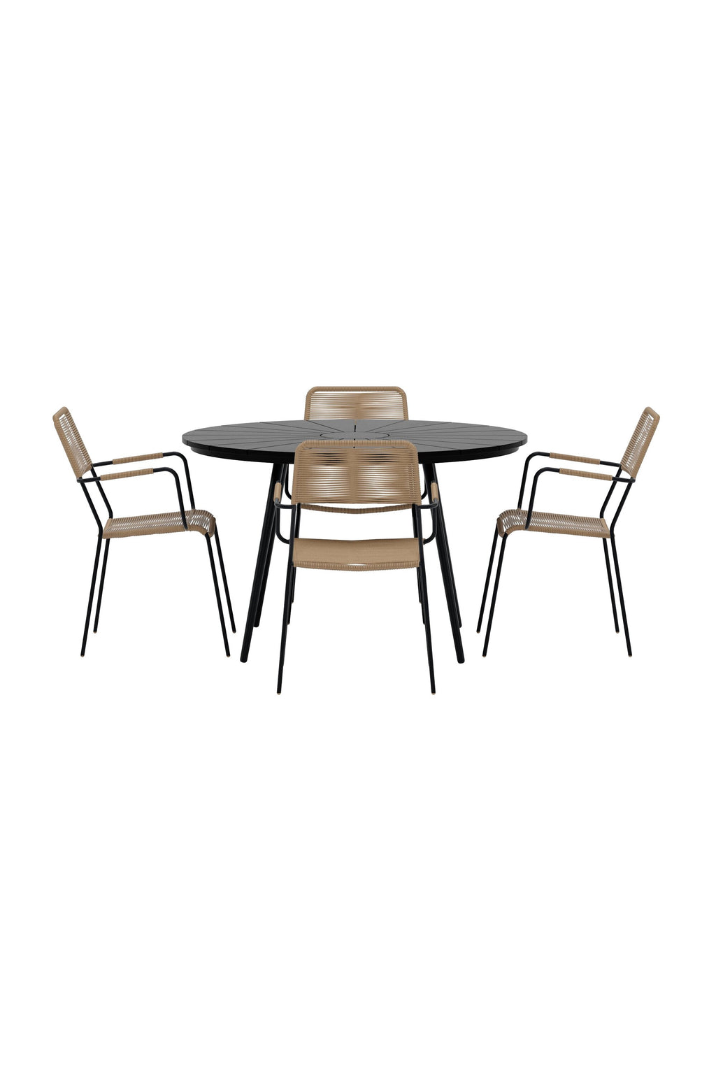 San Vito matgrupp med 4 Lindos-stolar svart/lattebeige