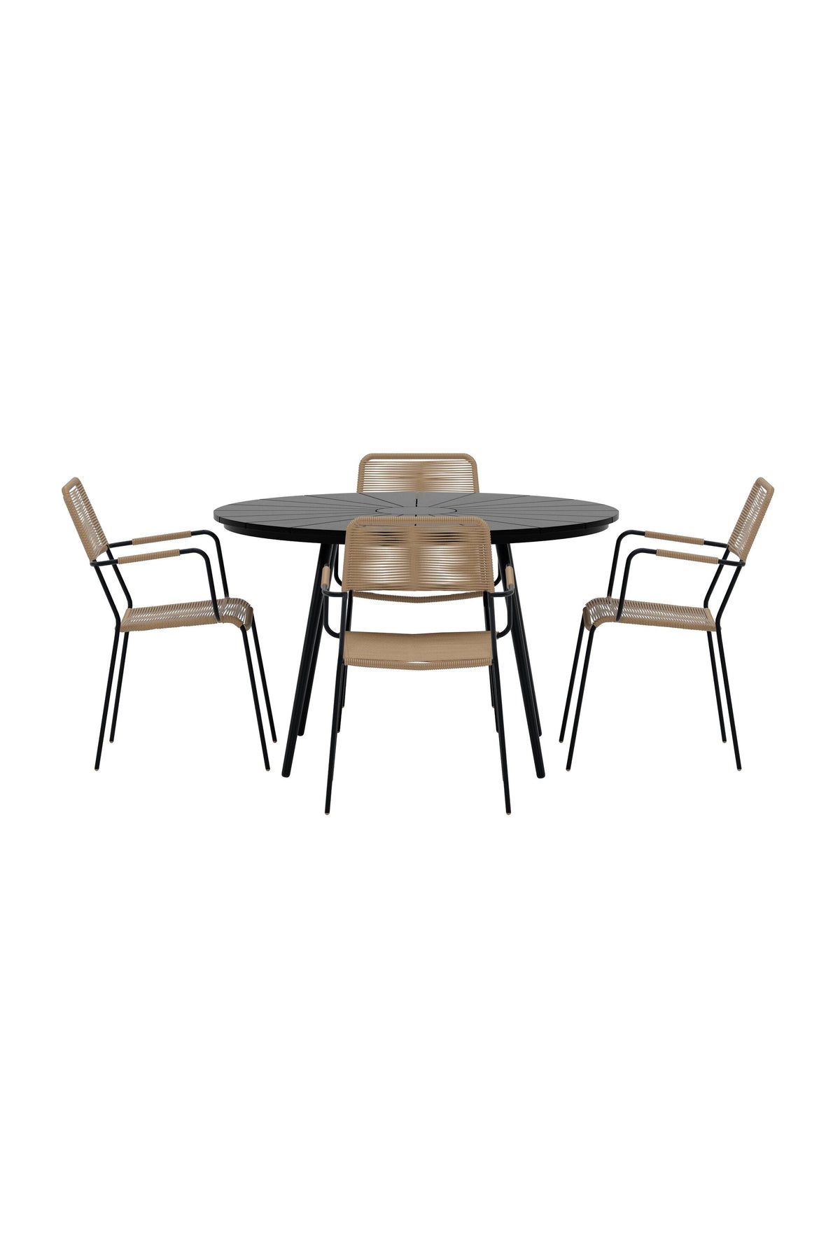 San Vito matgrupp med 4 Lindos-stolar svart/lattebeige