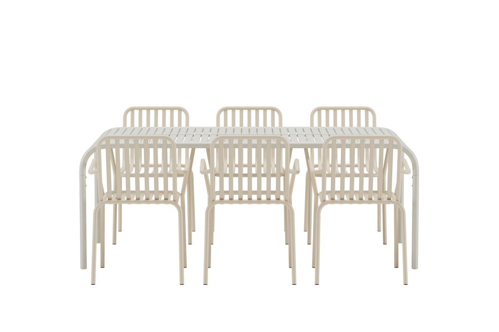 Borneo matgrupp med 6 Peking-stolar beige