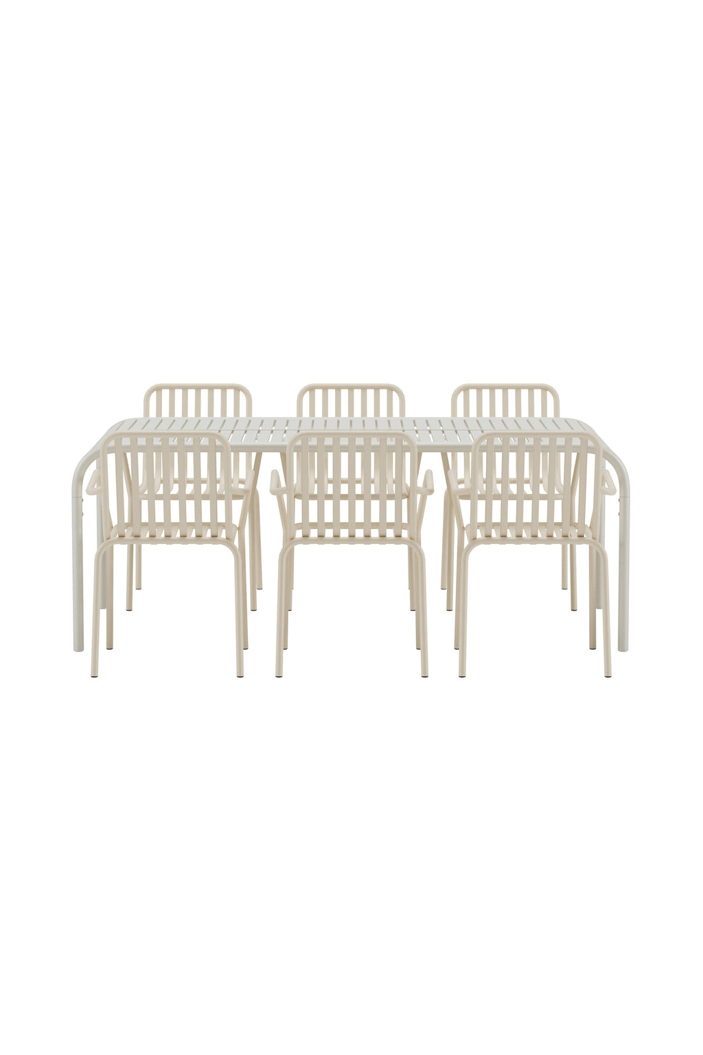 Borneo matgrupp med 6 Peking-stolar beige