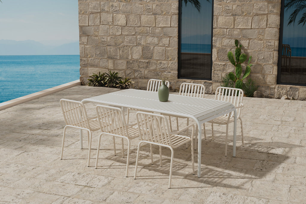 Borneo matgrupp med 6 Peking-stolar beige