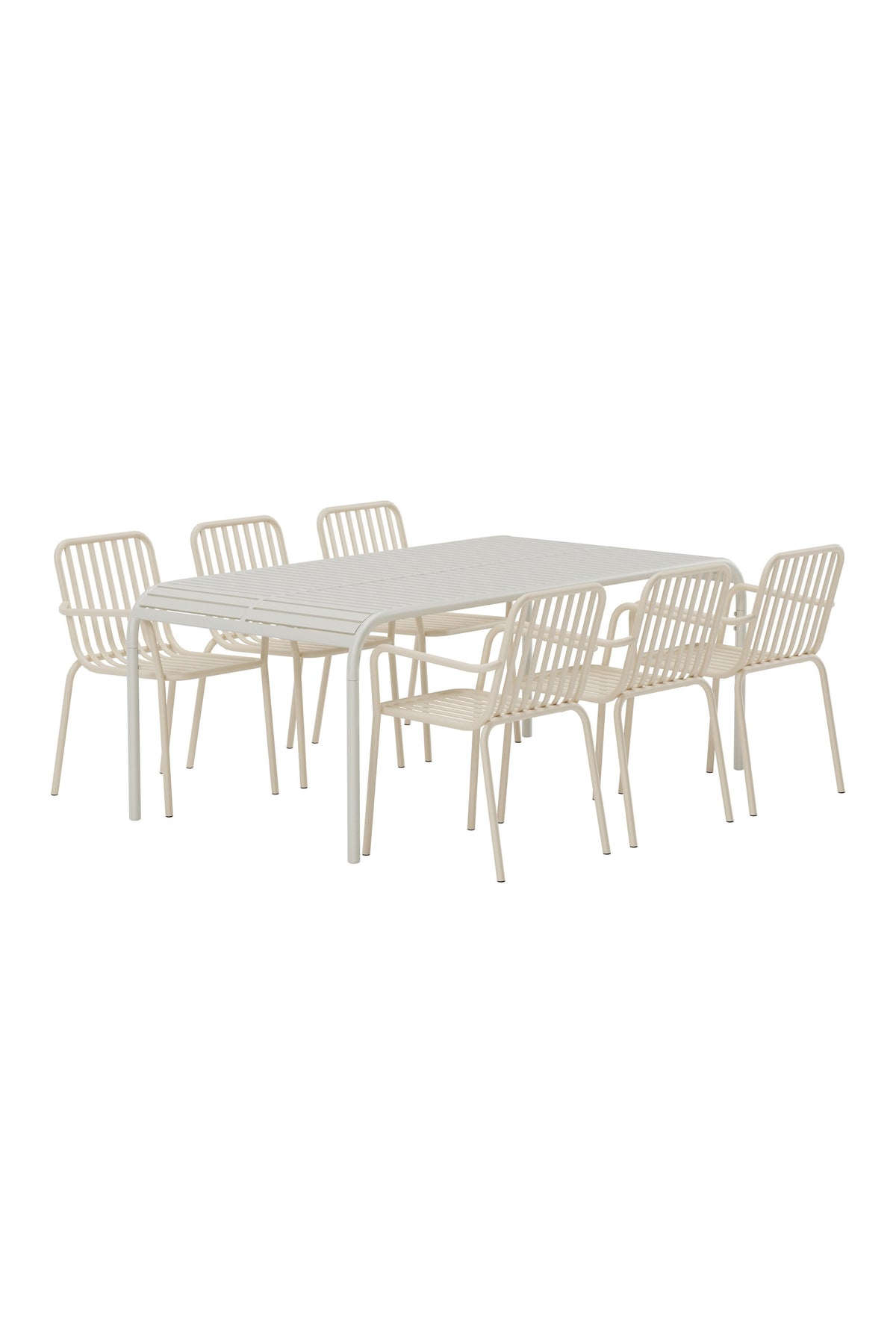Borneo matgrupp med 6 Peking-stolar beige