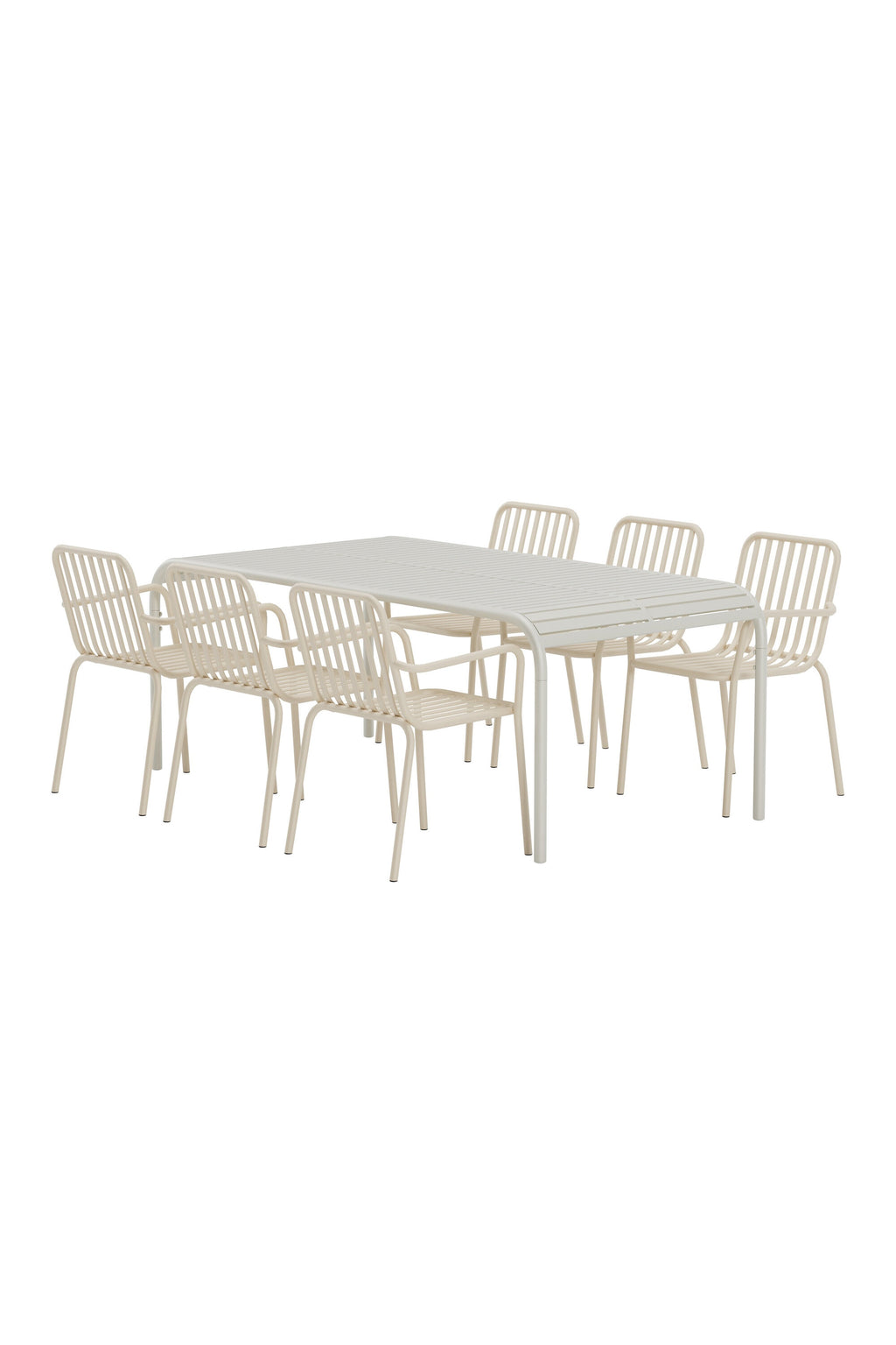 Borneo matgrupp med 6 Peking-stolar beige