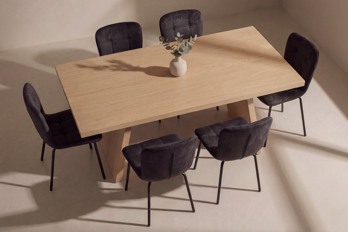 Logga matgrupp med 6 Punsch-stolar natur/svart