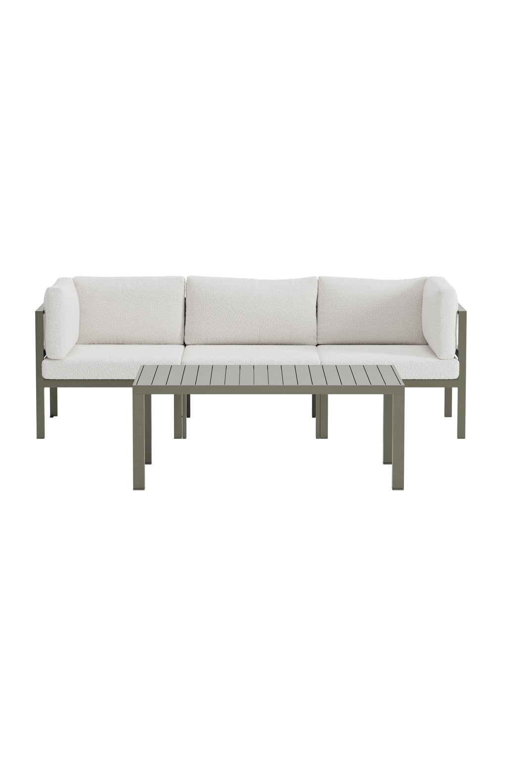 Copacabana soffgrupp 2+1 med bord brun/vit bouclé