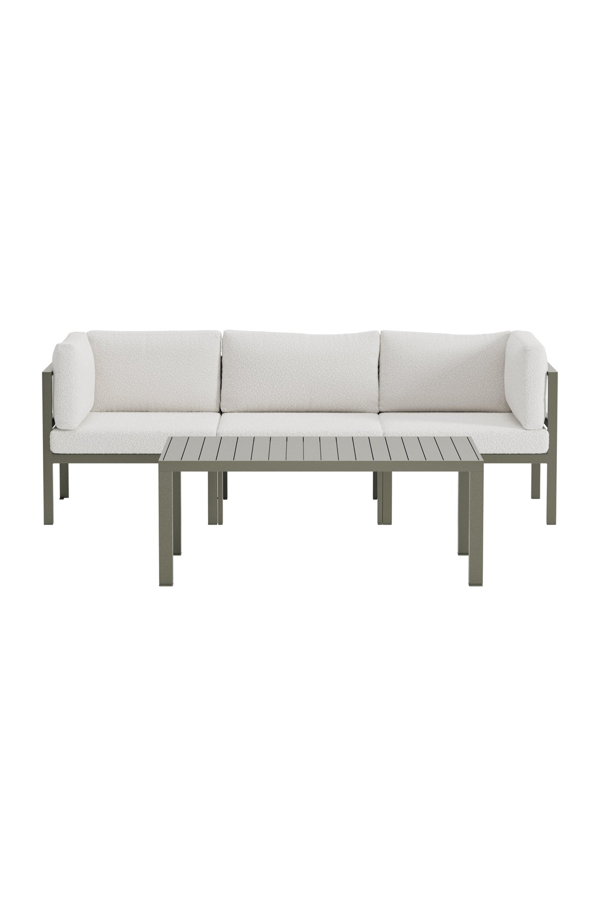 Copacabana soffgrupp 2+1 med bord brun/vit bouclé