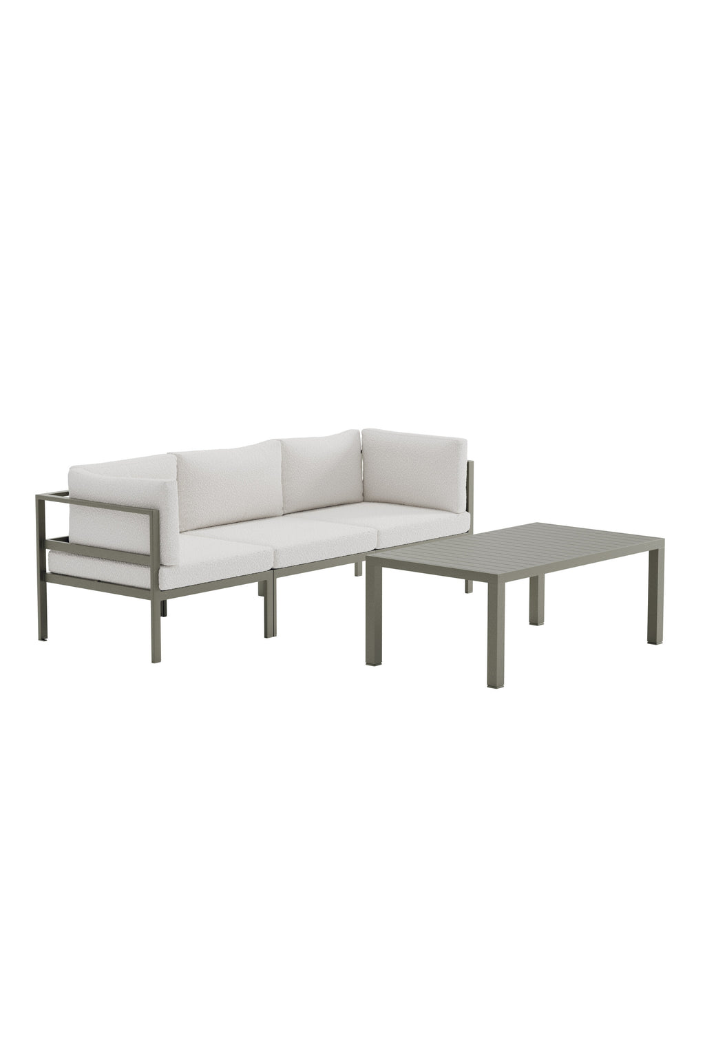 Copacabana soffgrupp 2+1 med bord brun/vit bouclé
