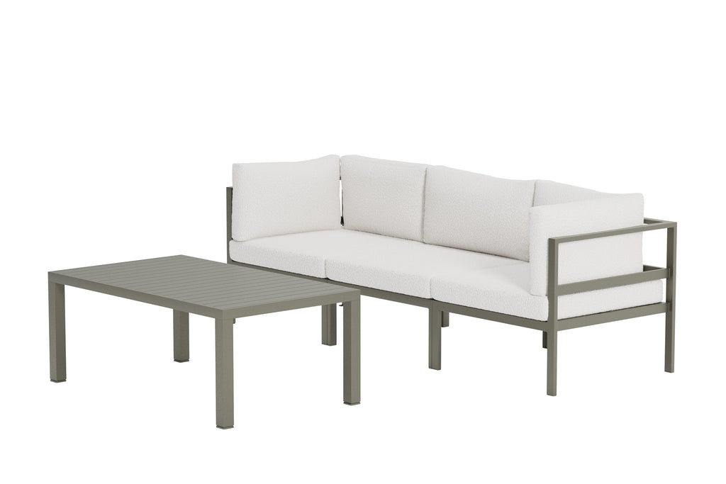 Copacabana soffgrupp 2+1 med bord brun/vit bouclé