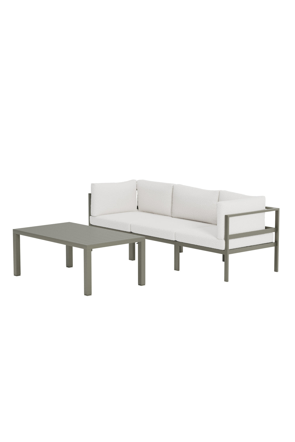 Copacabana soffgrupp 2+1 med bord brun/vit bouclé
