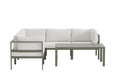 Copacabana hörnsoffgrupp 3+2 med bord brun/vit bouclé