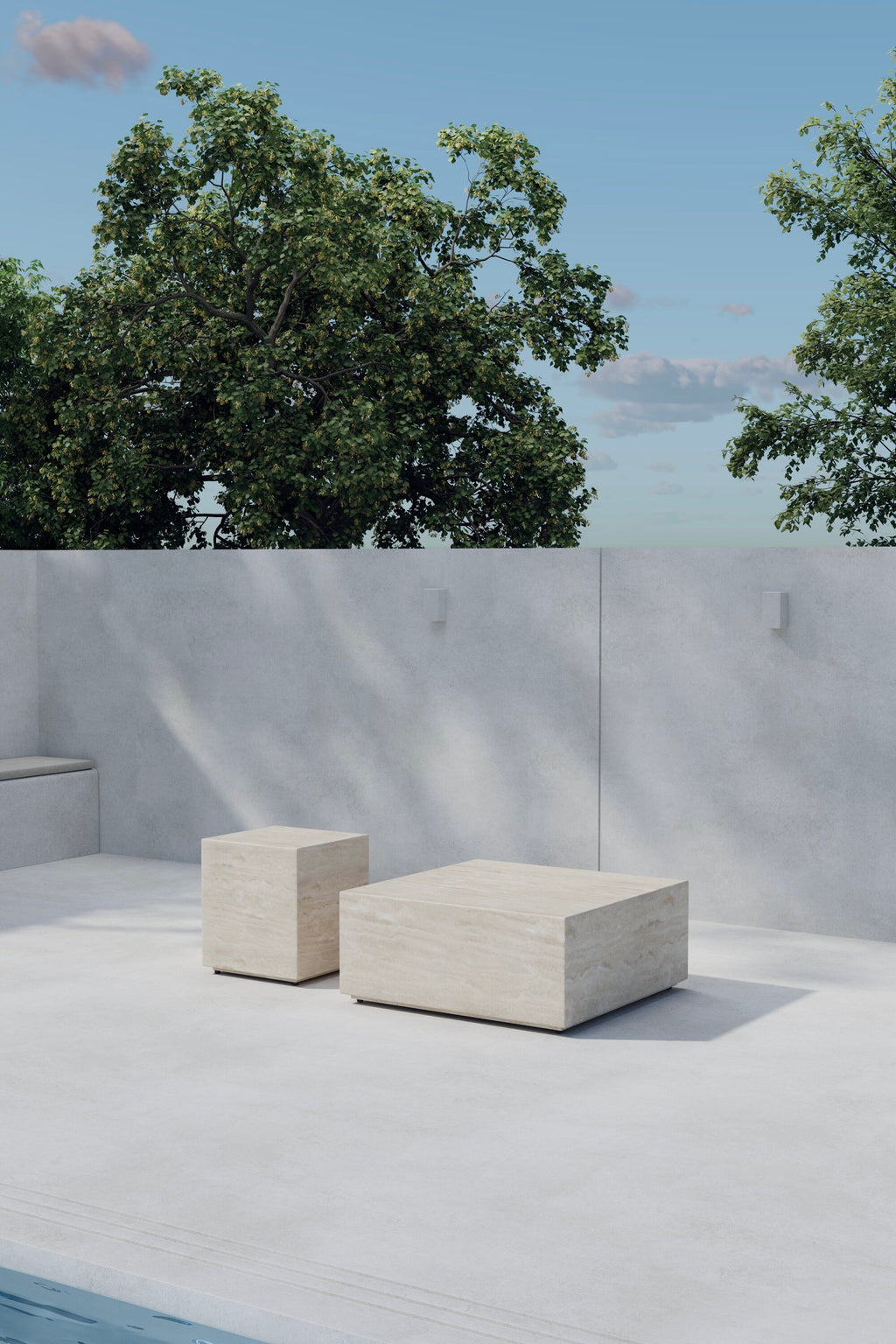 Lissabon sidobord i 2-pack 40x40x45 cm och 80x80x35 cm beige