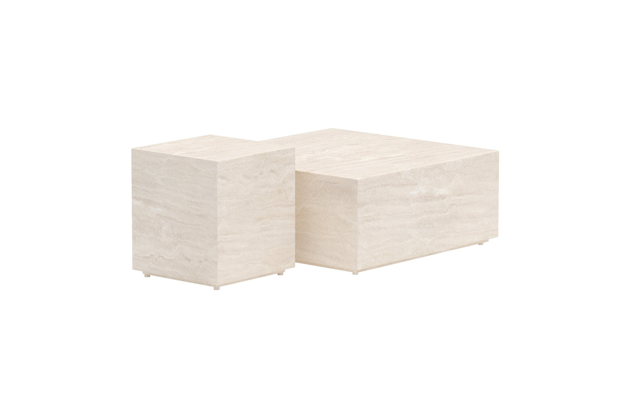 Lissabon sidobord i 2-pack 40x40x45 cm och 80x80x35 cm beige